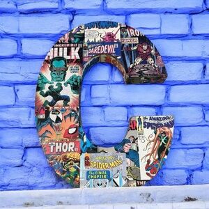 MARVEL LETTER C Comic Book Collage Letter C